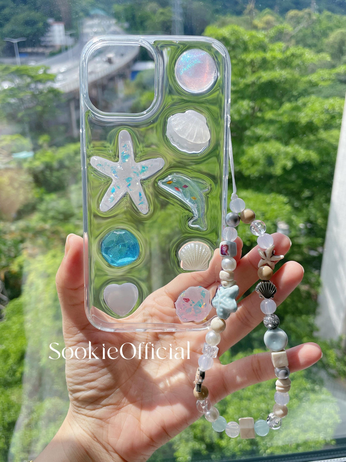 3D Seashell iPhone Case with Ceramic Chain, Resin Summer Shell Beach phone case