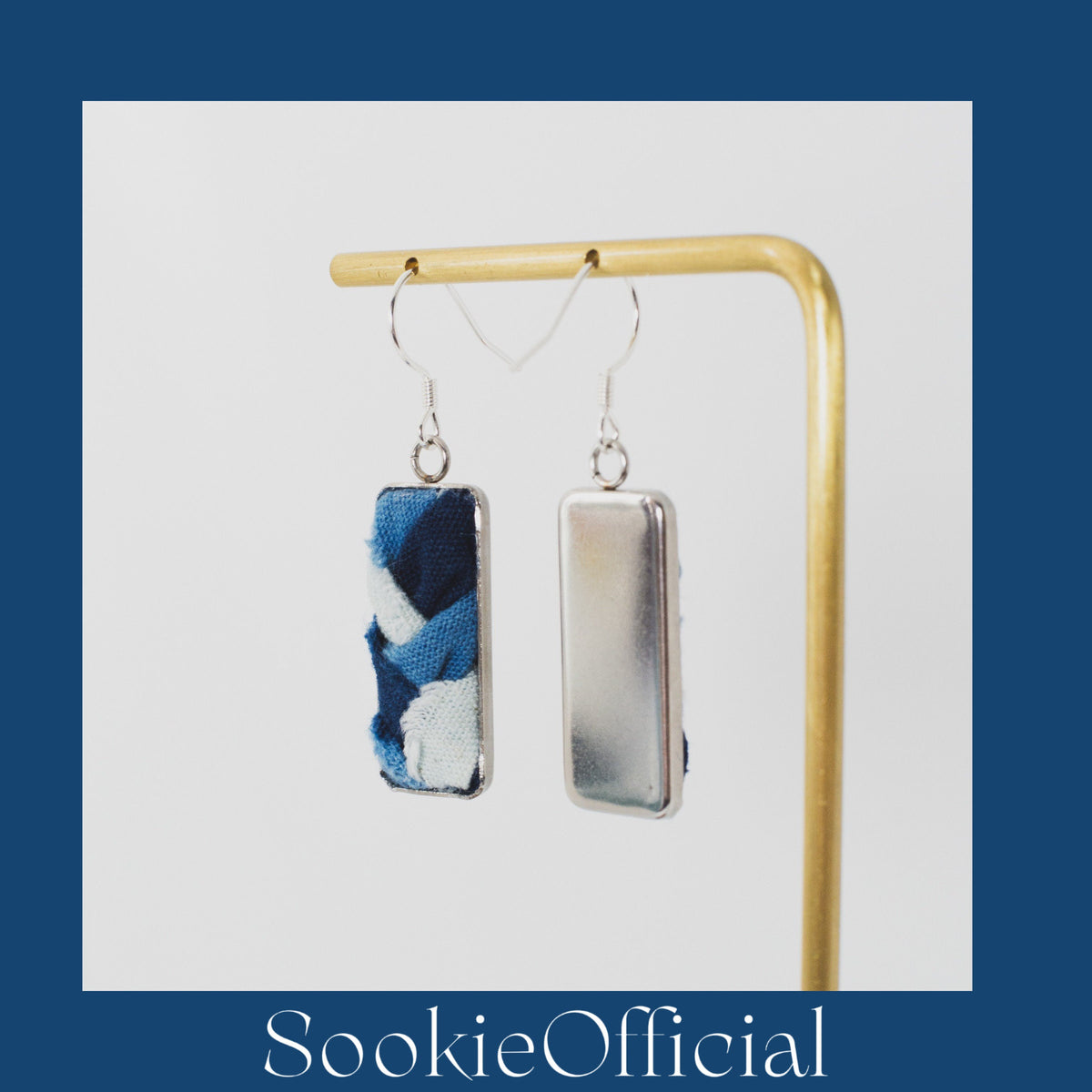 Natural Indigo Dyed Fabric Earrings: Statement minimalist earrings
