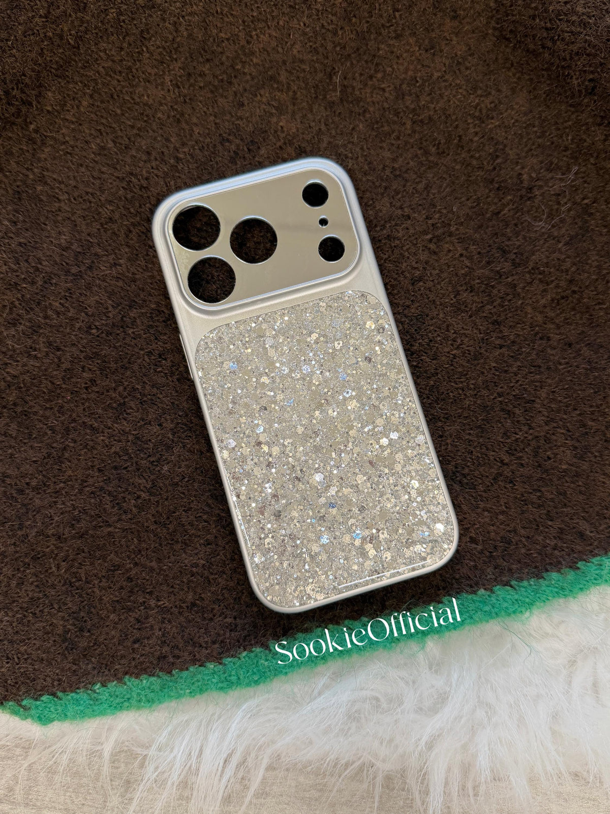 Ultra Sparkly Silver Glitter iPhone Case for 17 16 15 14 13 pro max,Shiny Protective Cover with Mirror Lens
