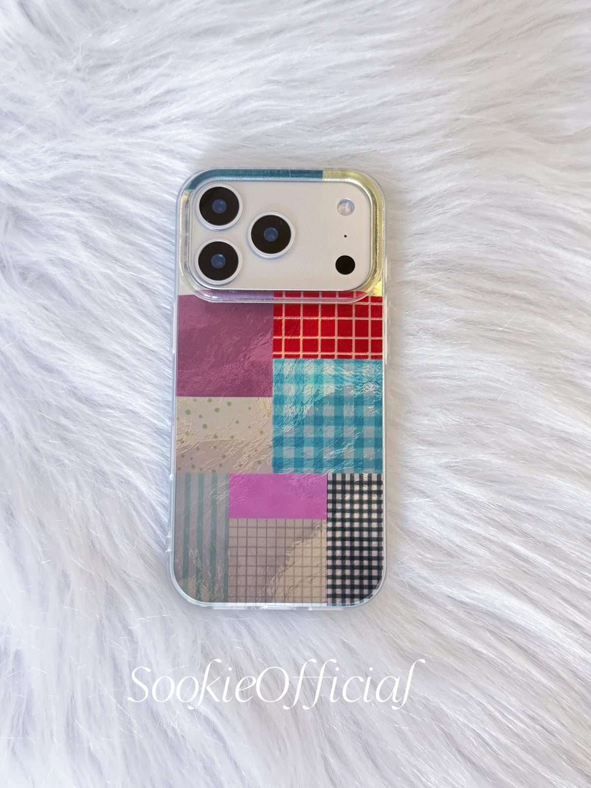 Mosaic Plaid iPhone Case: Pearlescent Preppy Phone Cover,Raised Camera Protection,iphone 17 pro