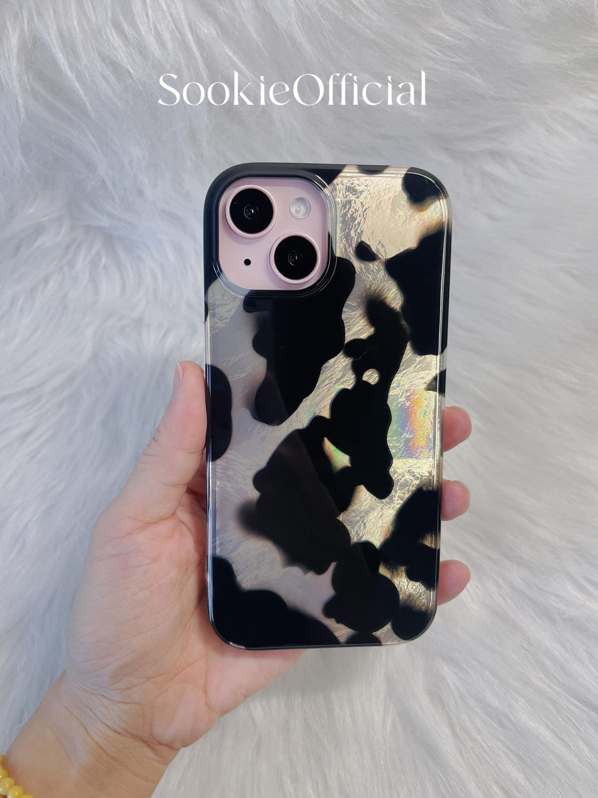Black White Colorblock iPhone Case, MagSafe & Standard Options, Pearlescent Patchwork Phone Case