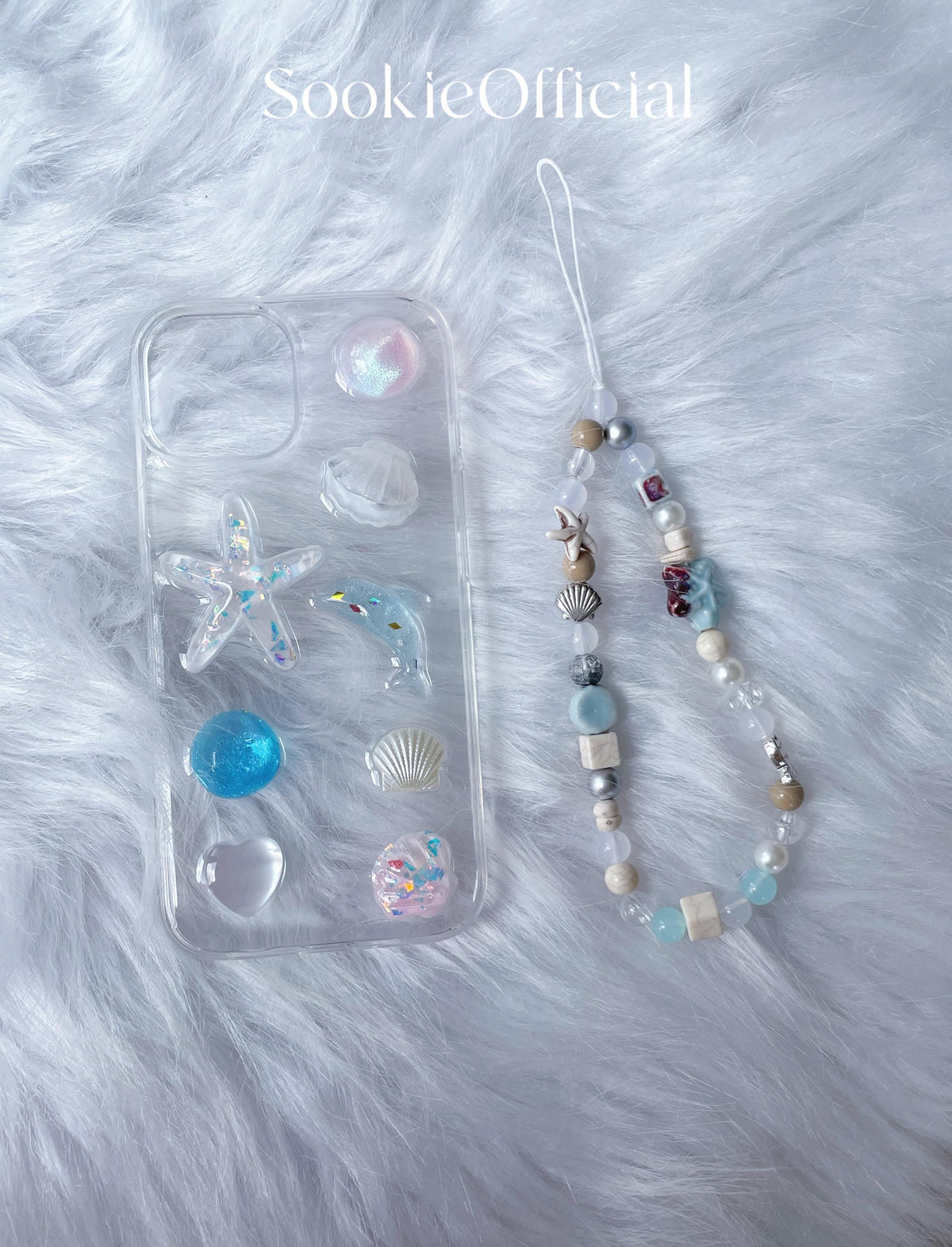 3D Seashell iPhone Case with Ceramic Chain, Resin Summer Shell Beach phone case