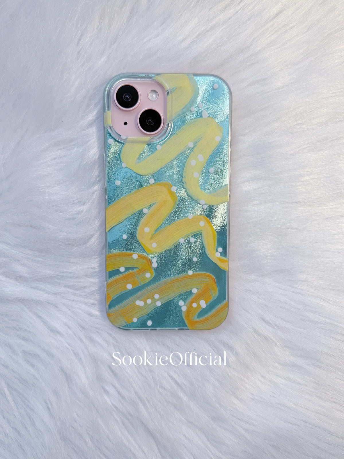 Sparkling summer Ribbon iPhone Case �?Turquoise Sparkle, Abstract Art