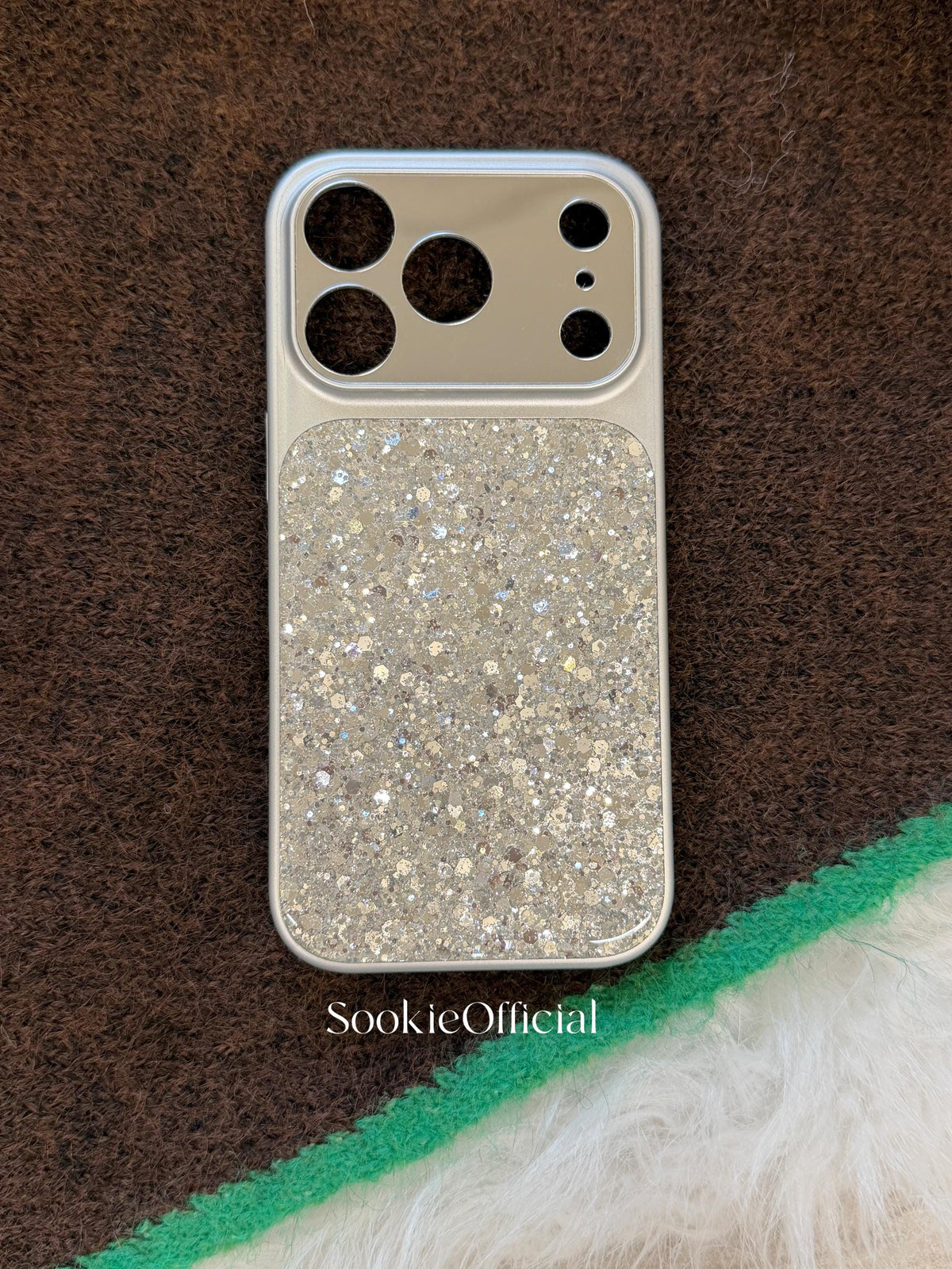 Ultra Sparkly Silver Glitter iPhone Case for 17 16 15 14 13 pro max,Shiny Protective Cover with Mirror Lens