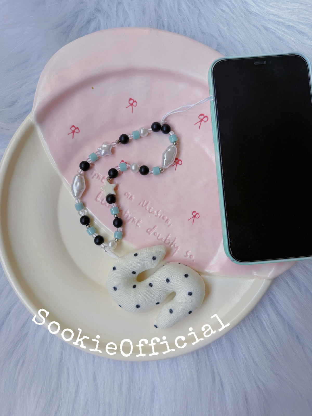 Custom Letter Phone Charm Pearl Beaded Wrist Strap Korean Style Kawaii Bag Charm Gift
