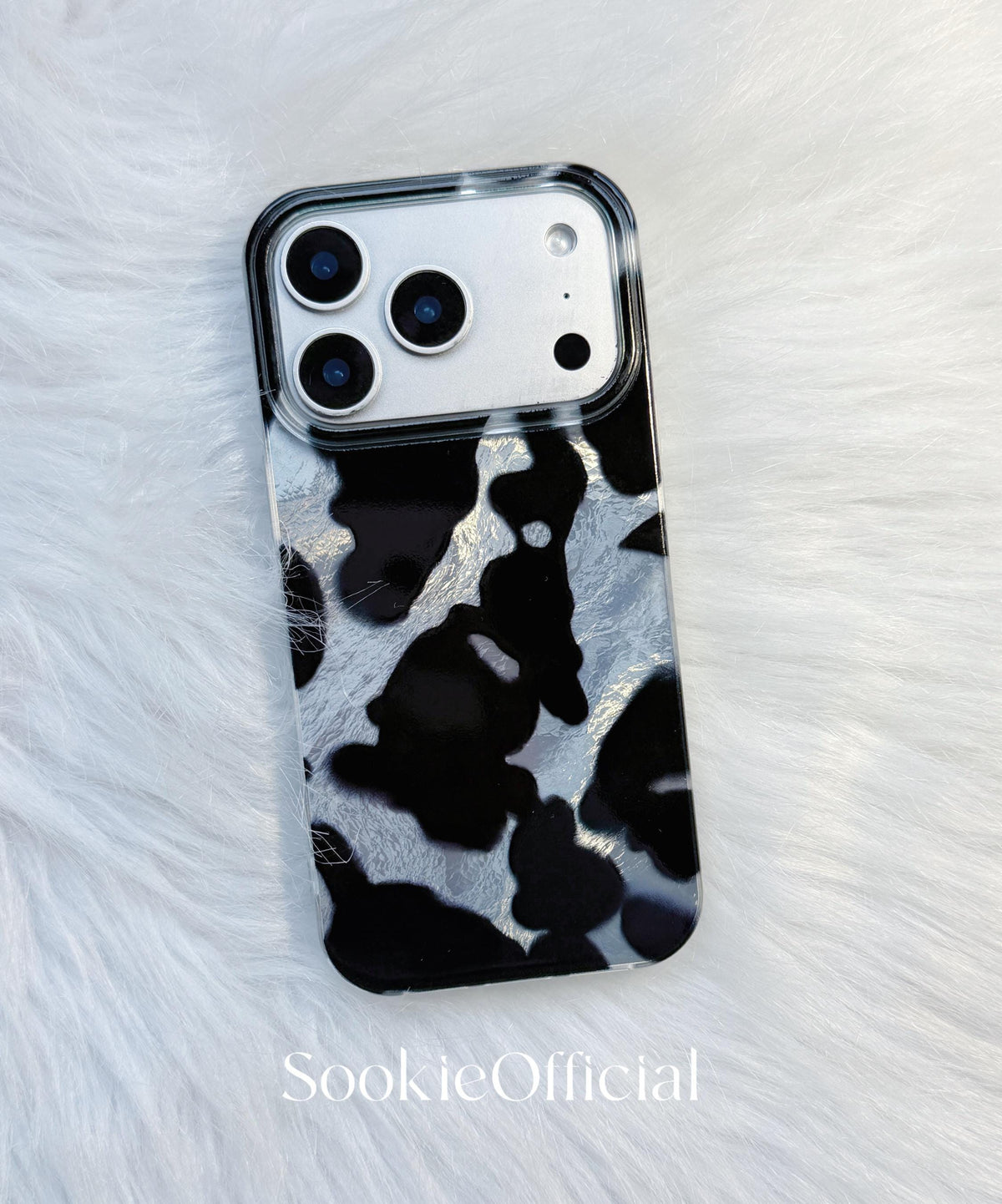 Black White Colorblock iPhone Case, MagSafe & Standard Options, Pearlescent Patchwork Phone Case
