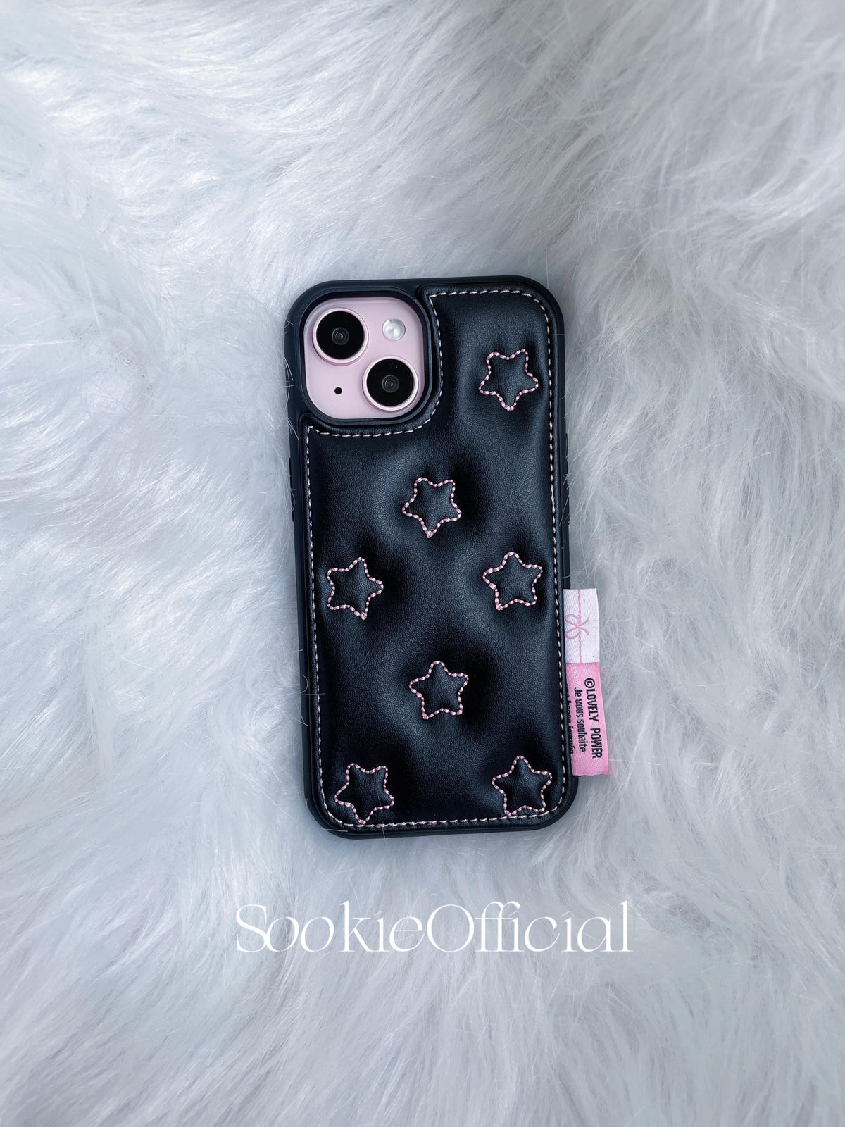Embroidered Star Leather iPhone Case: Coquette Girly Phone Cover
