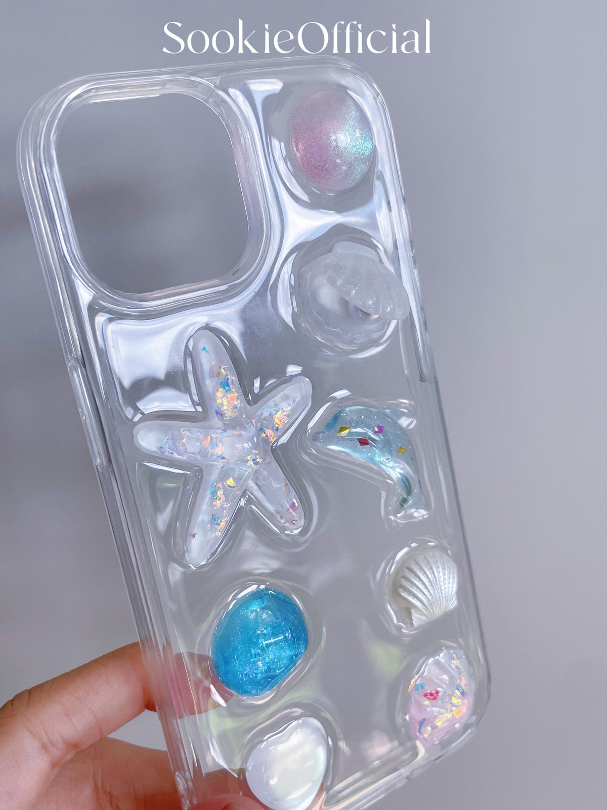 3D Seashell iPhone Case with Ceramic Chain, Resin Summer Shell Beach phone case