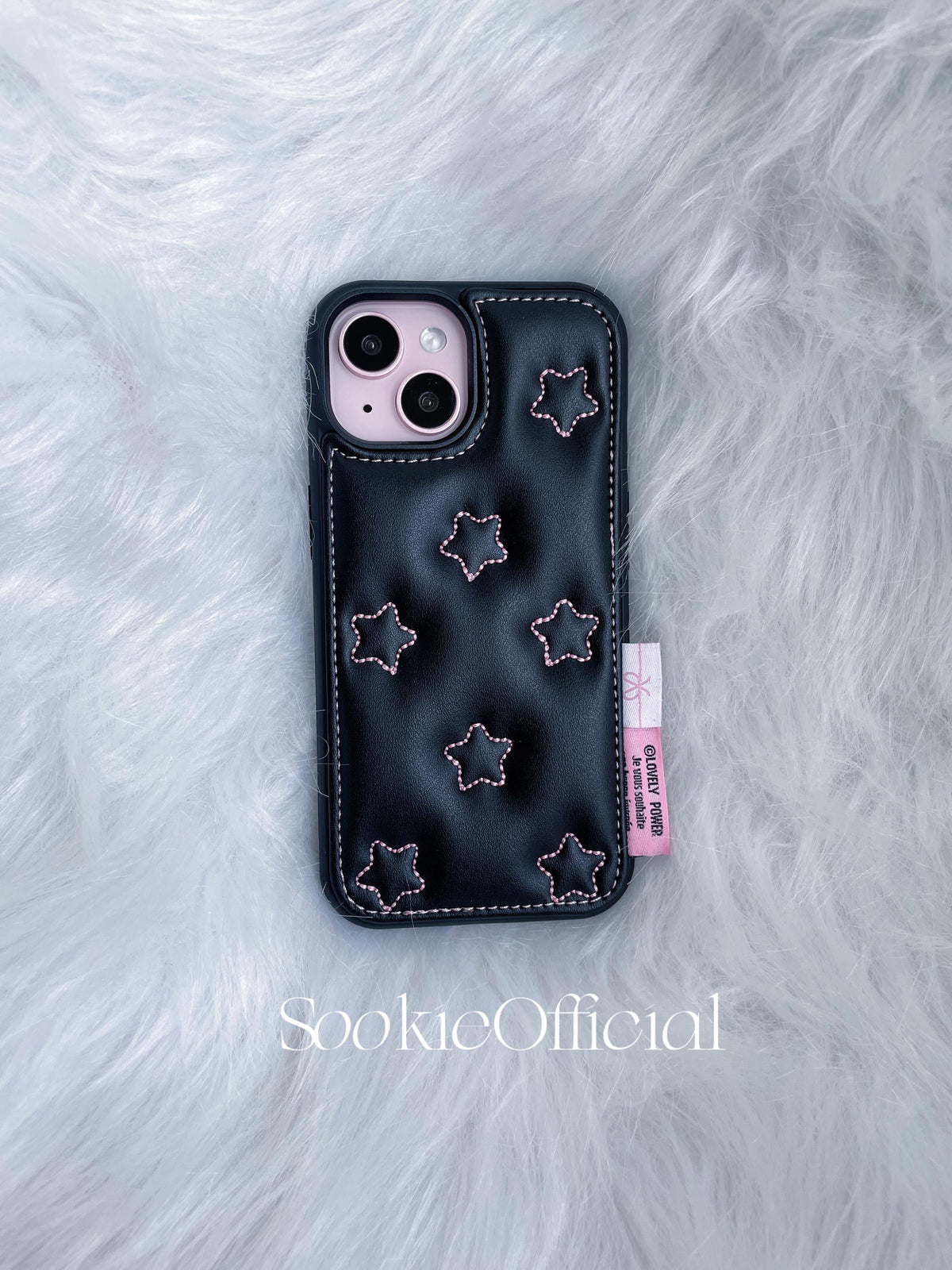 Embroidered Star Leather iPhone Case: Coquette Girly Phone Cover