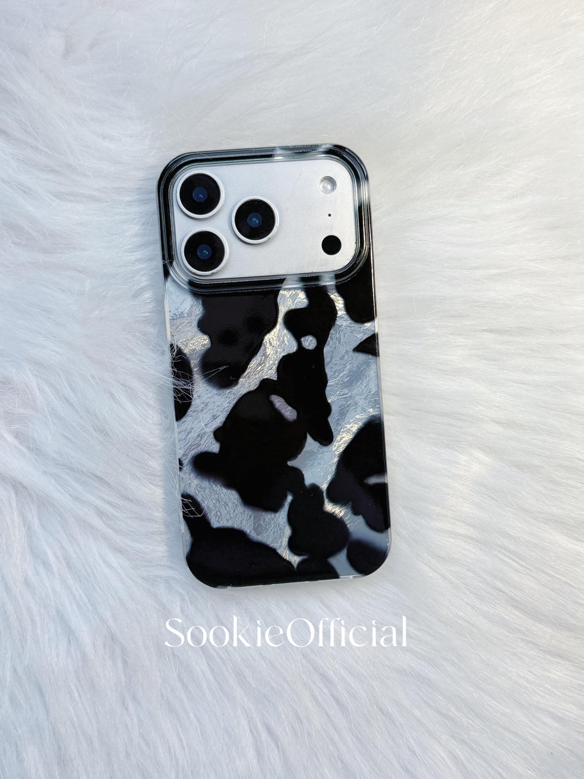 Black White Colorblock iPhone Case, MagSafe & Standard Options, Pearlescent Patchwork Phone Case