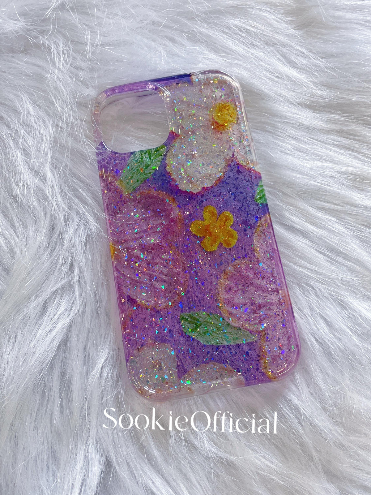 Purple Flower Glitter iPhone Case: Tough Floral Phone Cover