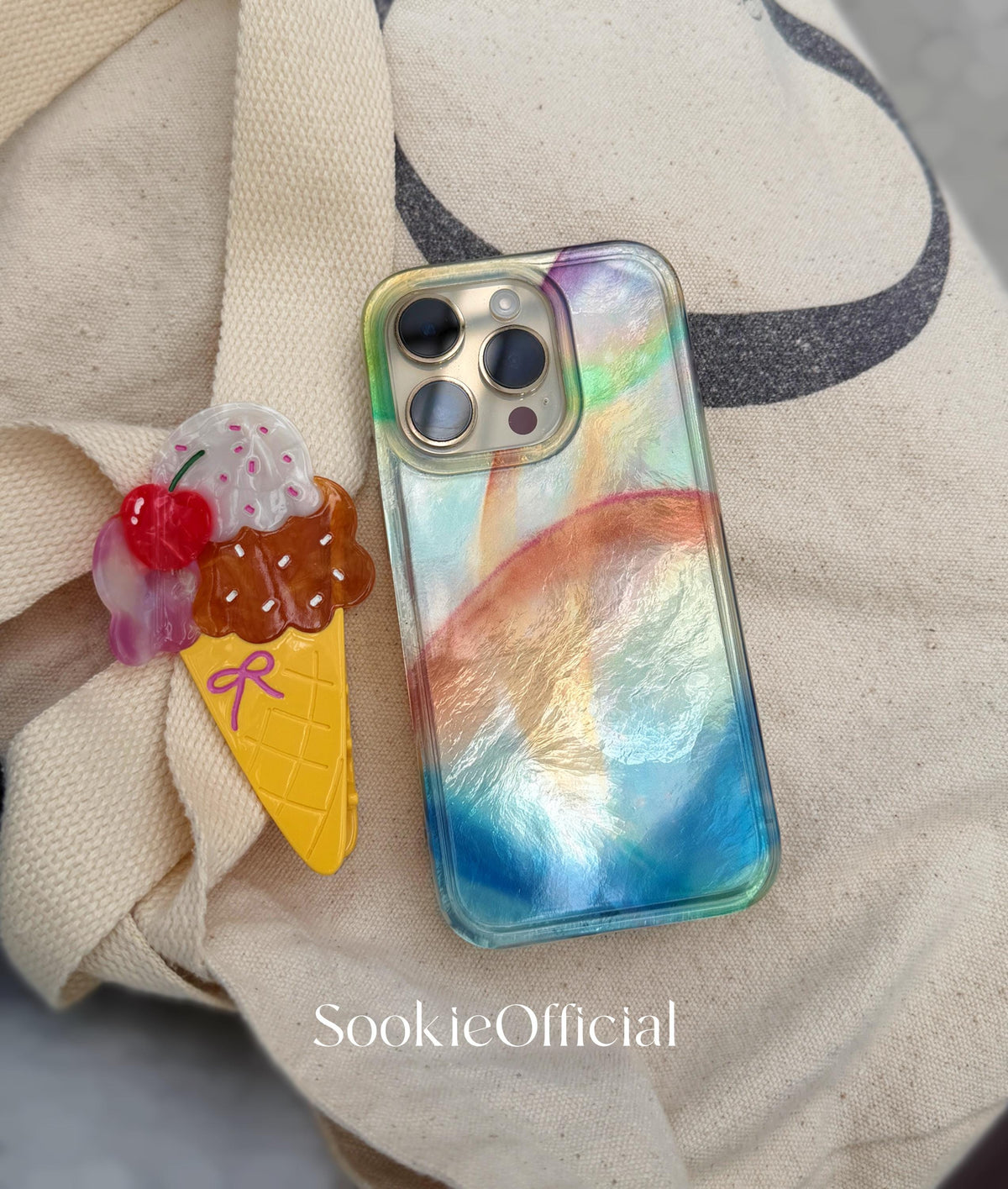Aurora Pearl iPhone Case, Iridescent Ocean Gradient Glossy Phone Case (MagSafe Option)