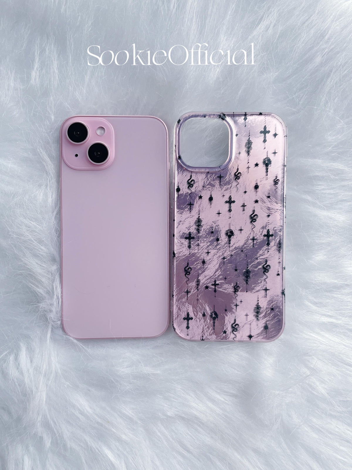 Glossy Gothic Purple iPhone Case with Chain, Y2K Sparkling Protective Cover