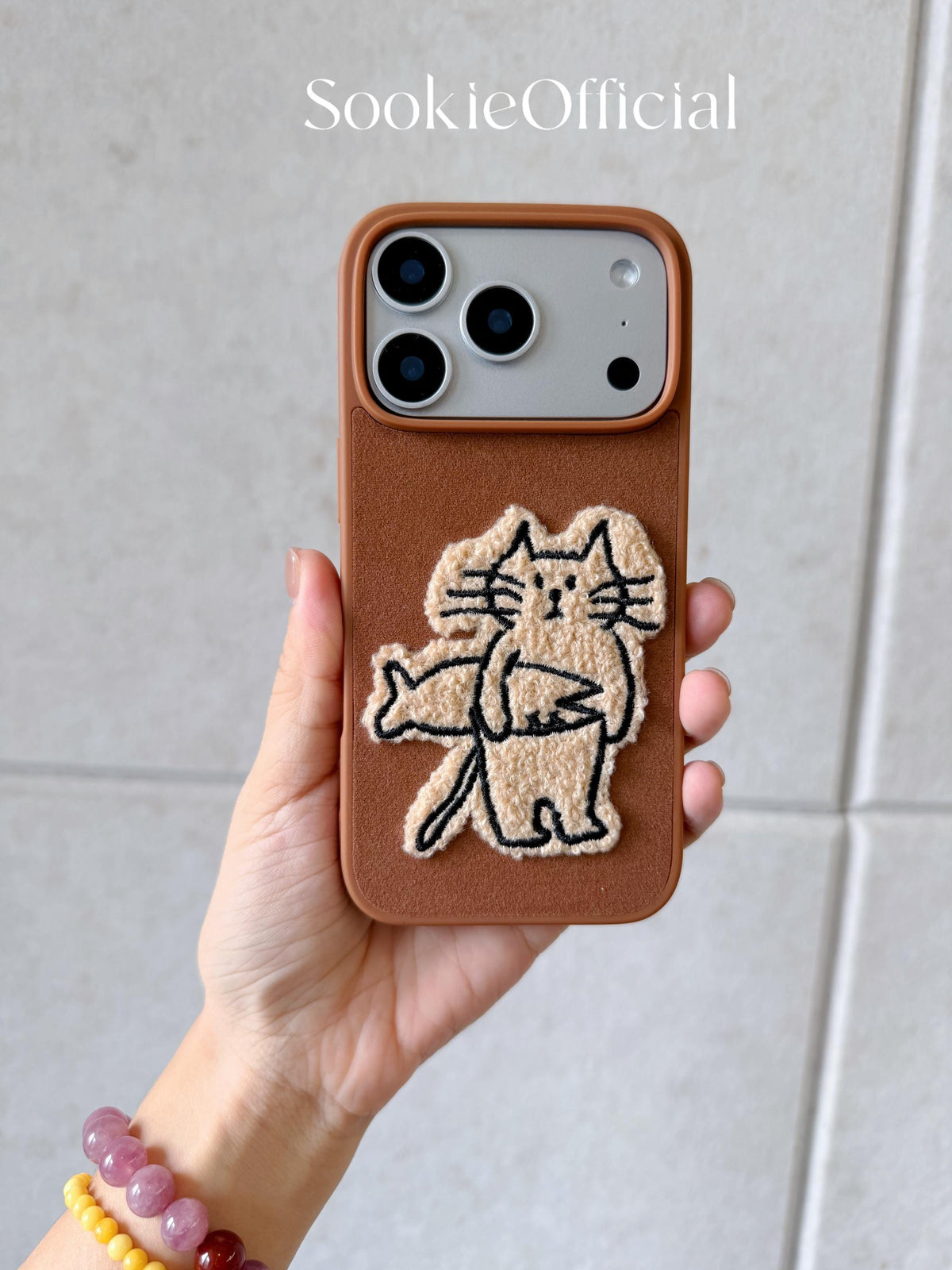 Brown Suede Plush Cat & Dog Phone Case for iPhone 17 16 15 14 13 pro max, Couple Fluffy Animal Cover