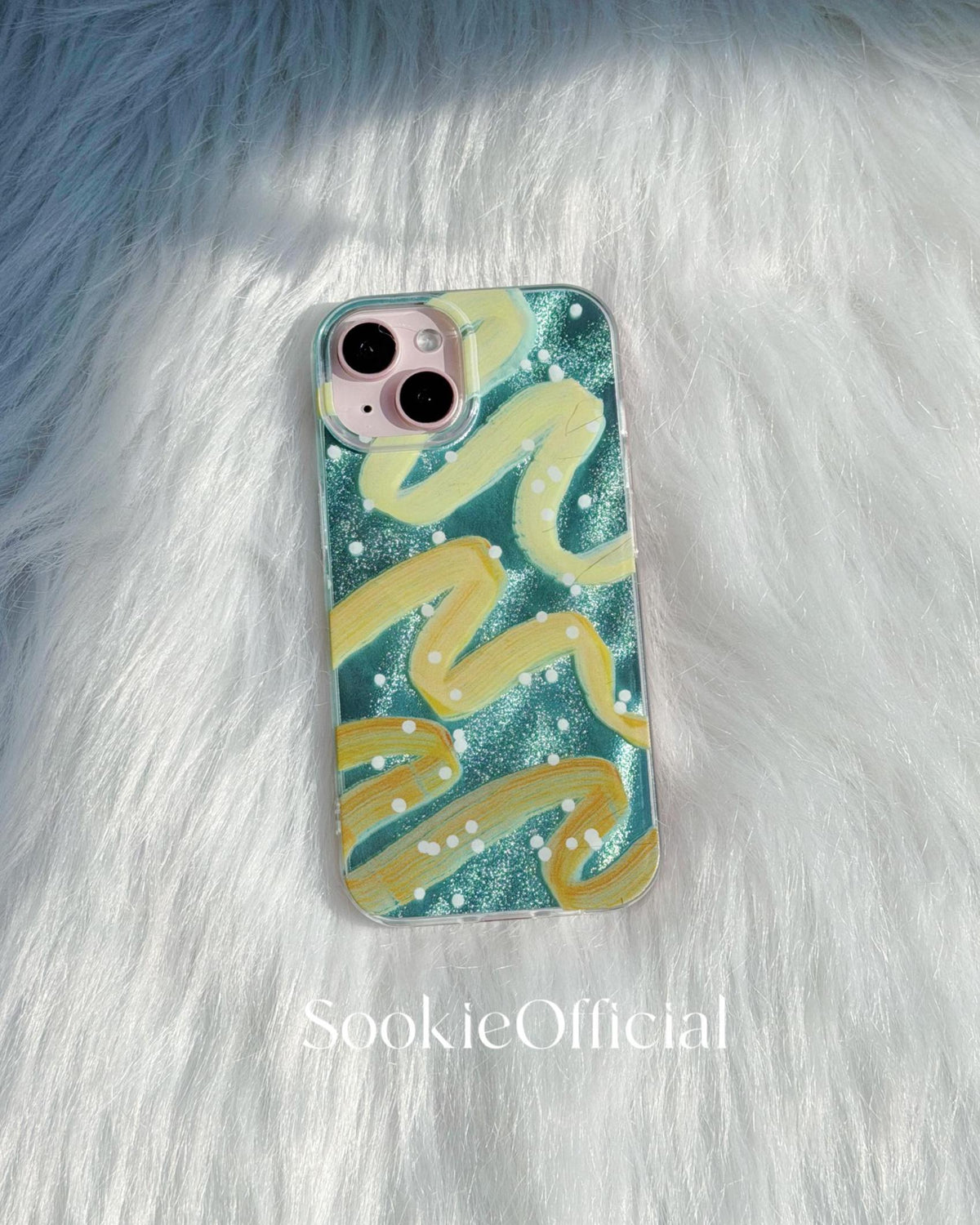 Sparkling summer Ribbon iPhone Case �?Turquoise Sparkle, Abstract Art