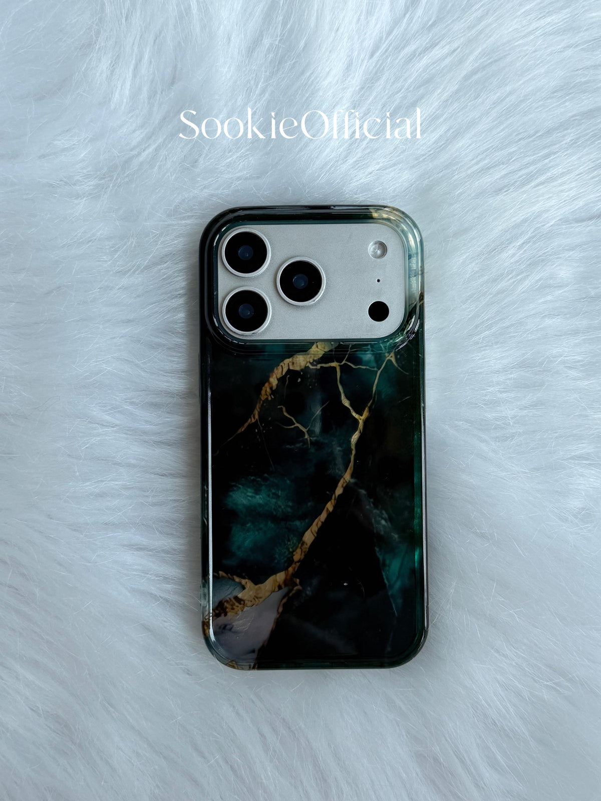 Emerald Green Marble iPhone Case �?Glossy Stone Texture, Protective
