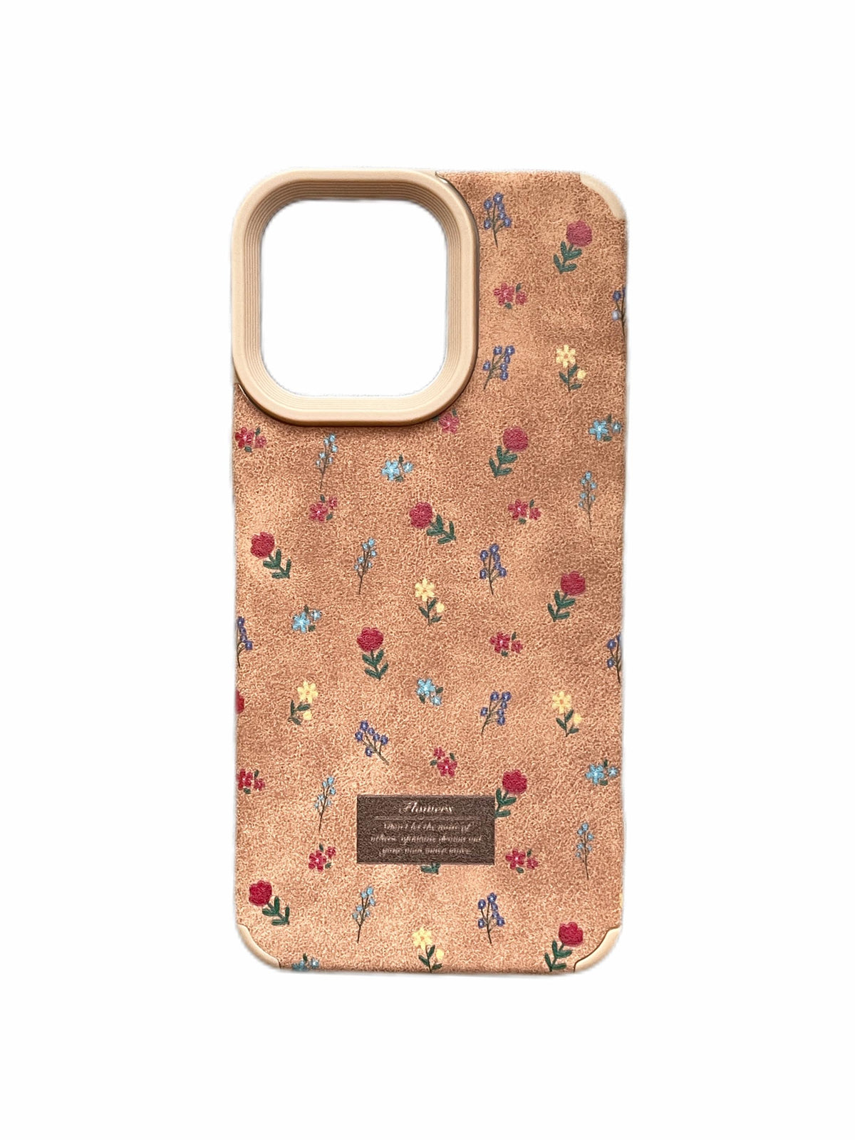 Suede Floral iPhone Case, Vintage Flower Print Soft Plush Touch Drop-Proof Case