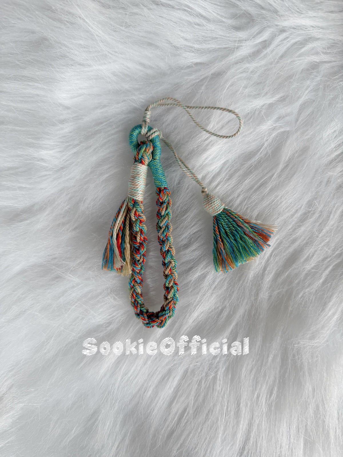 Boho Phone Wrist Strap, Teal & Rust Braided Woven Phone Charm, Camera Lanyard with Tassel