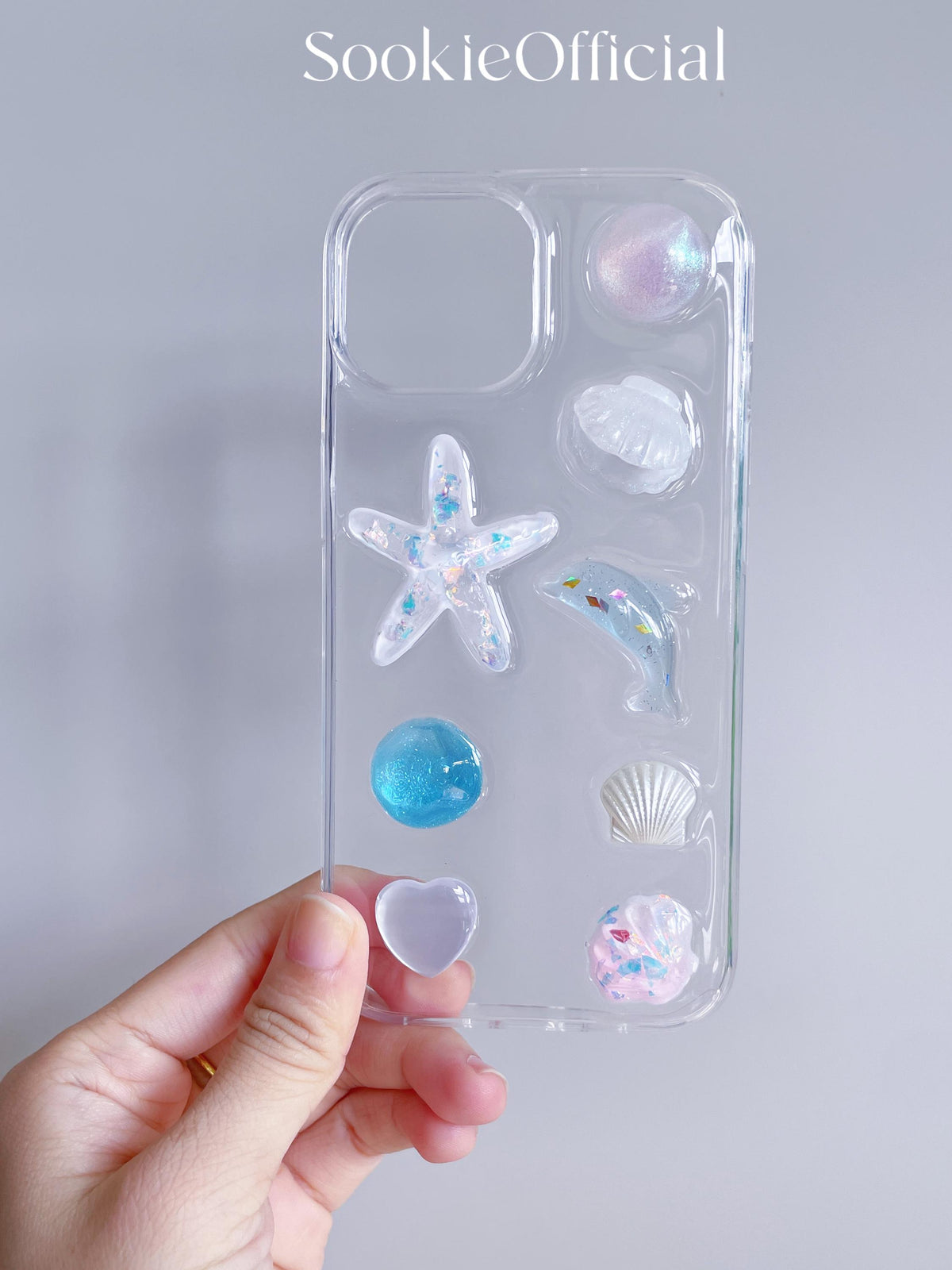 3D Seashell iPhone Case with Ceramic Chain, Resin Summer Shell Beach phone case