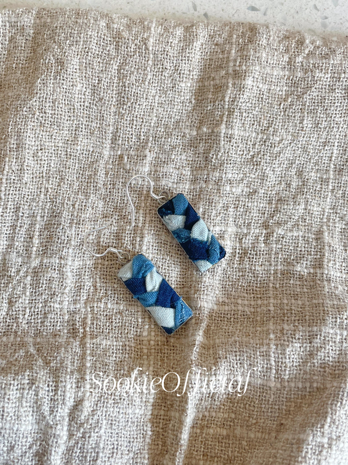 Natural Indigo Dyed Fabric Earrings: Statement minimalist earrings