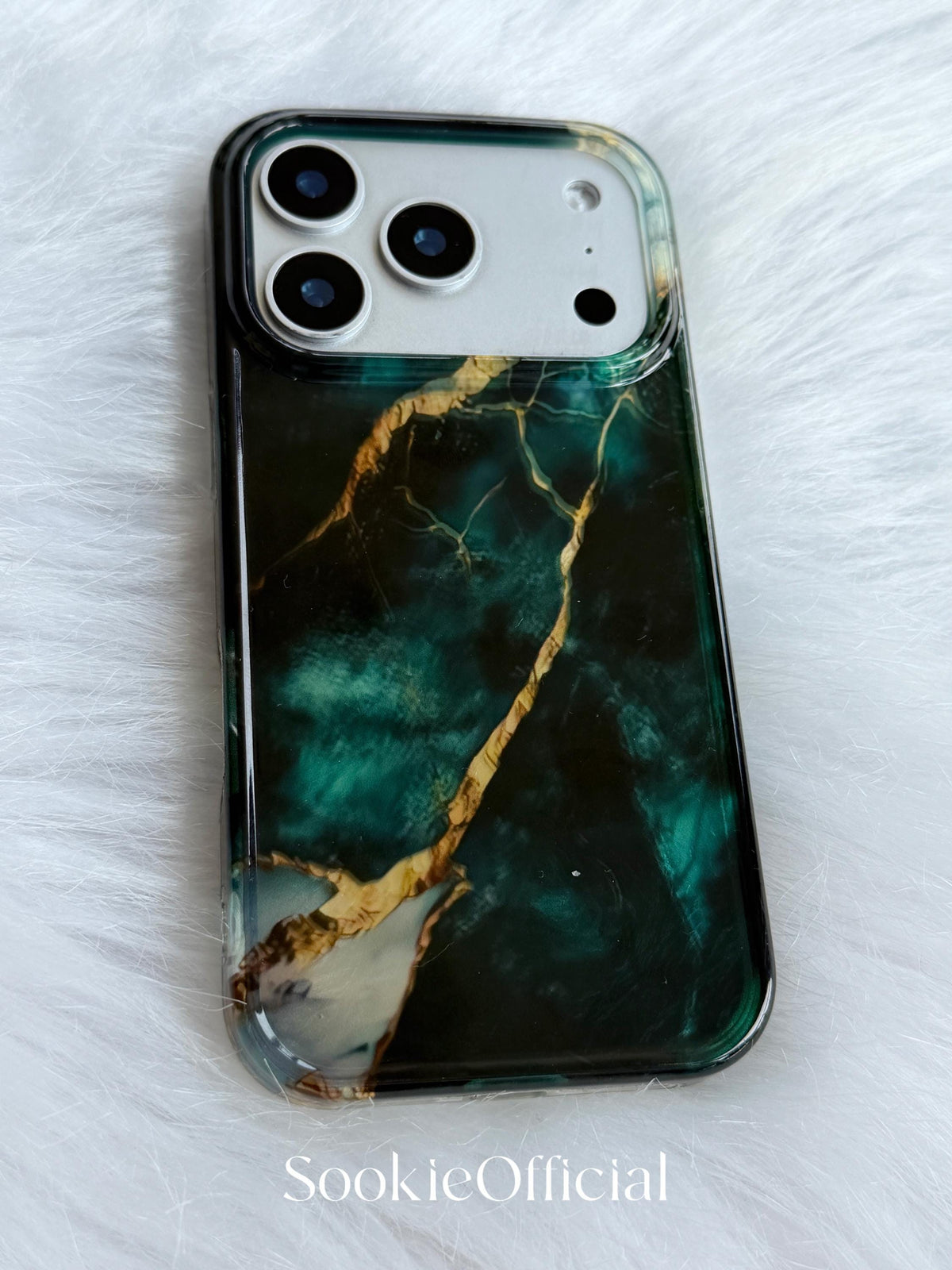 Emerald Green Marble iPhone Case �?Glossy Stone Texture, Protective