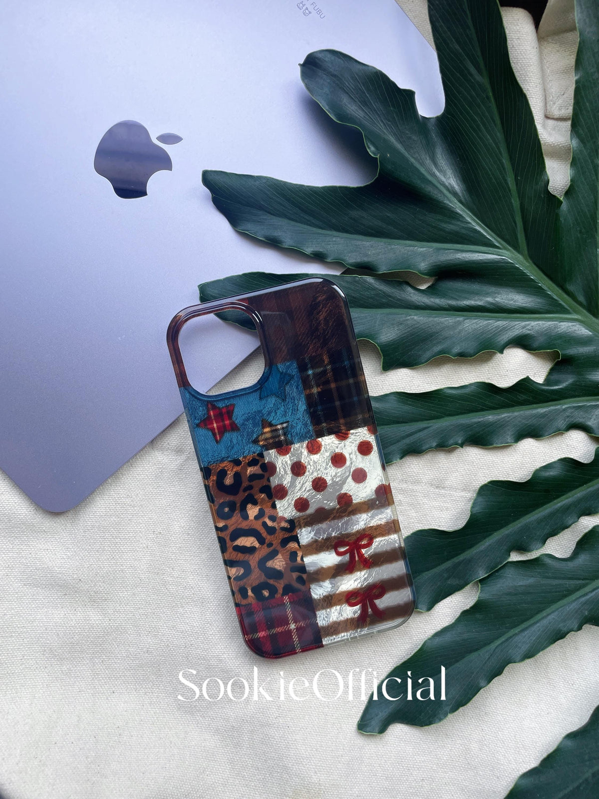 Pearlescent Brown Collage iPhone Case: Retro Leopard Stripe Plaid Mix Style Cover