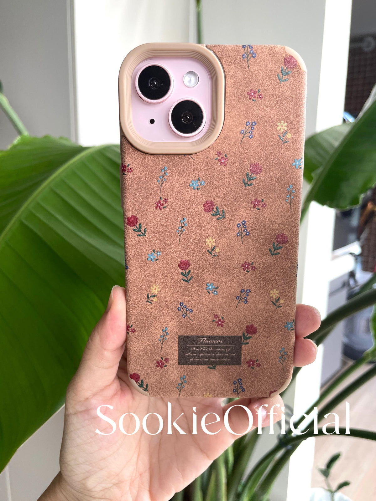 Suede Floral iPhone Case, Vintage Flower Print Soft Plush Touch Drop-Proof Case