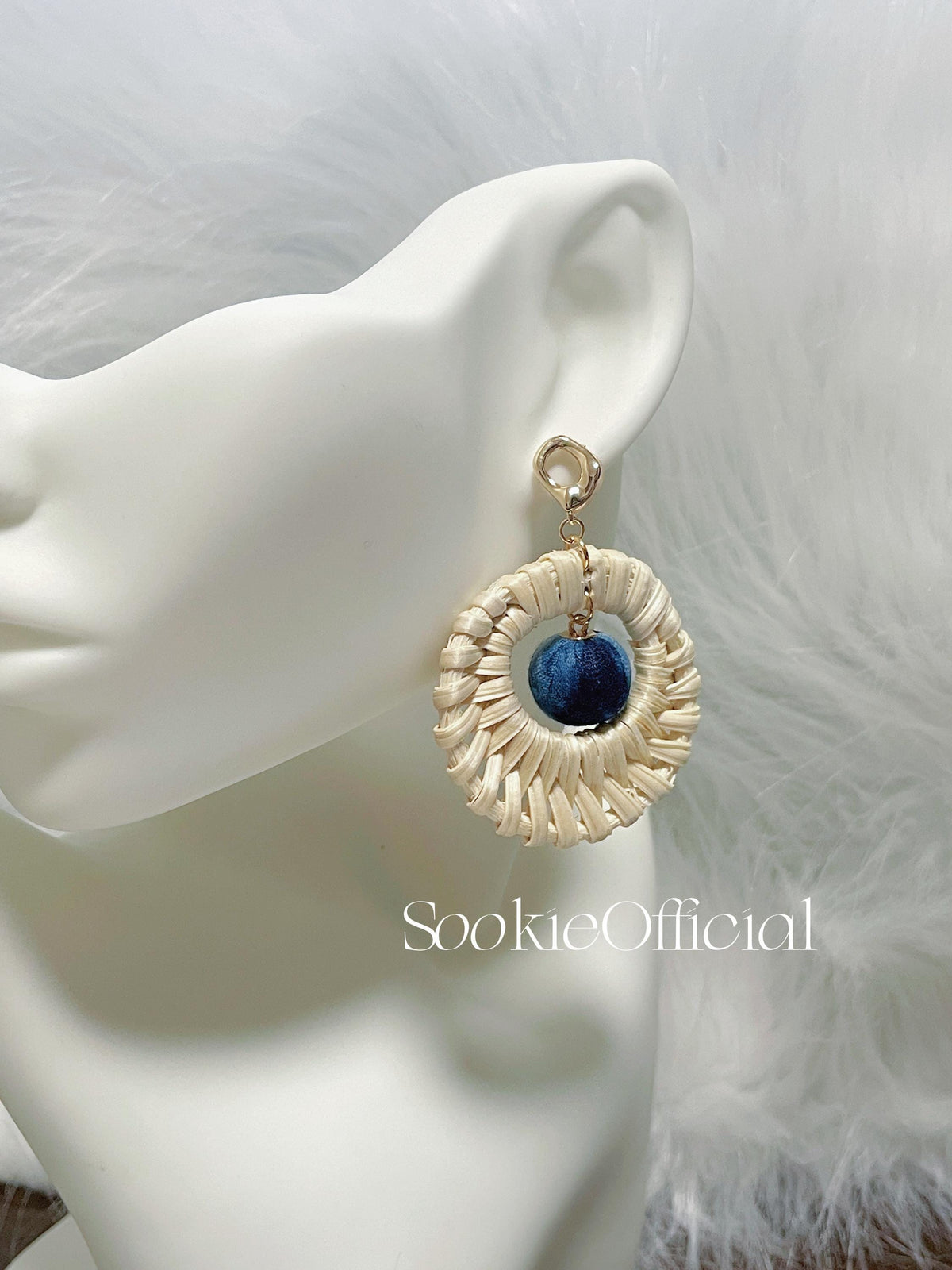 Plant-Dyed Fabric & Bamboo Hoop Earrings: 14K Gold-Filled