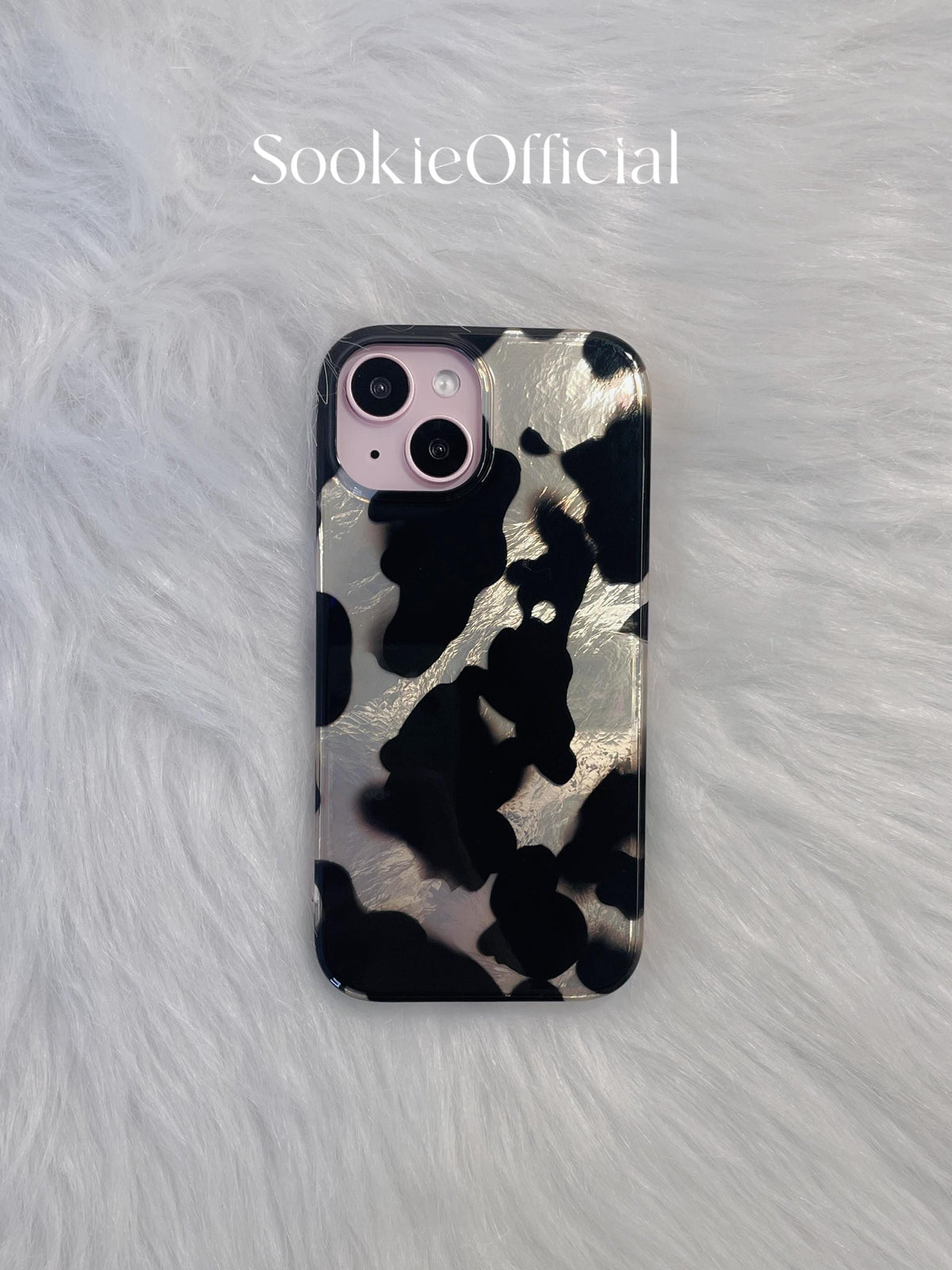 Black White Colorblock iPhone Case, MagSafe & Standard Options, Pearlescent Patchwork Phone Case