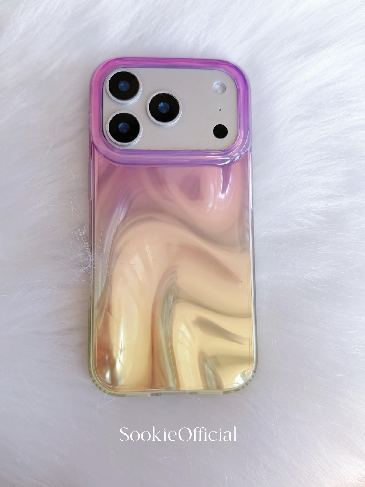 Pink Gold Gradient iPhone Case �?Y2K Satin-Look Glossy Protective Cover