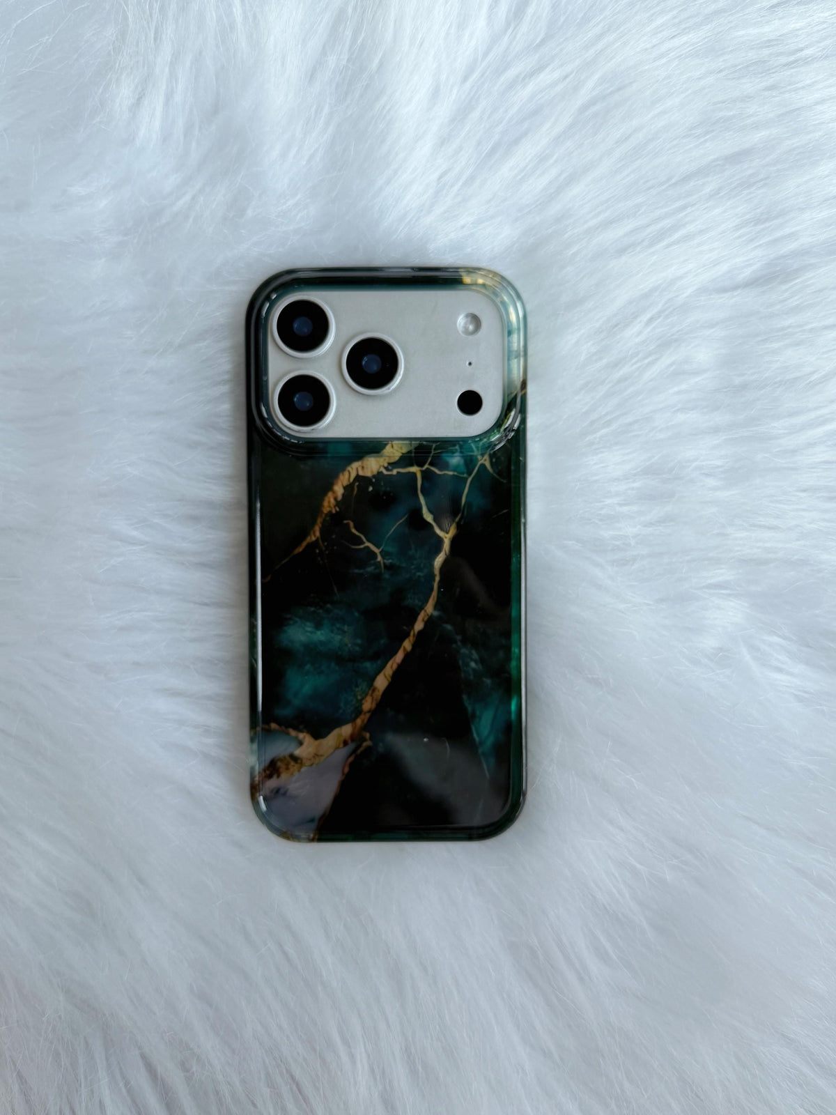 Emerald Green Marble iPhone Case �?Glossy Stone Texture, Protective