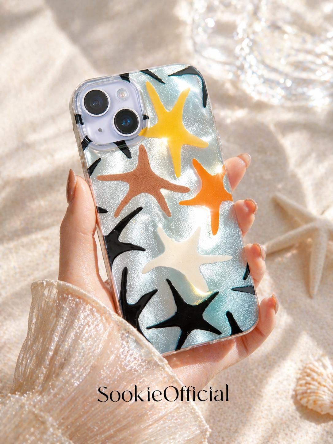 Sparkling Starfish iPhone Case, MagSafe & Standard Options, Shimmering Summer Beach Phone Case