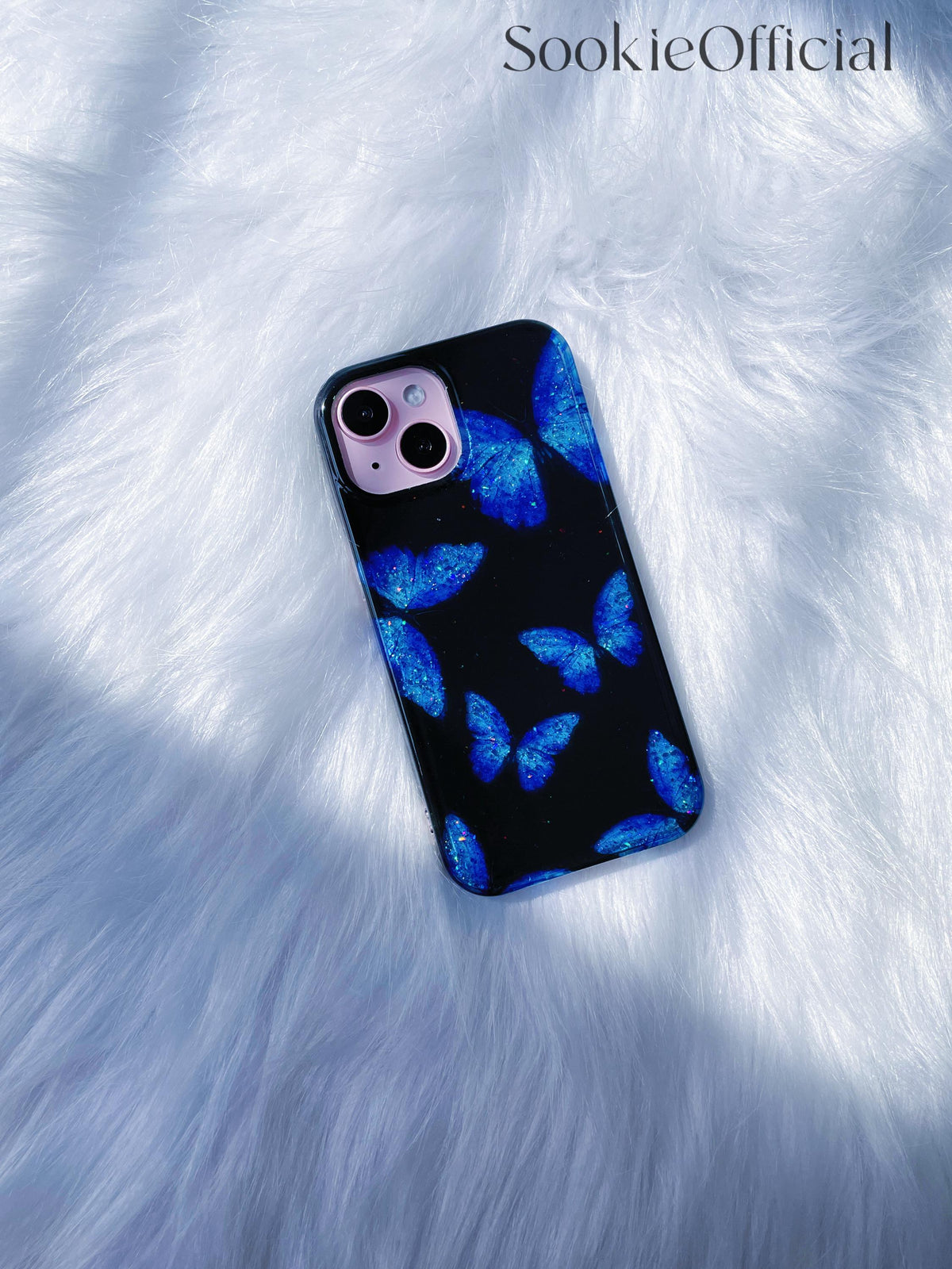 Blue Morpho Butterfly iPhone Case, Bling Y2K Gothic Protective Cover