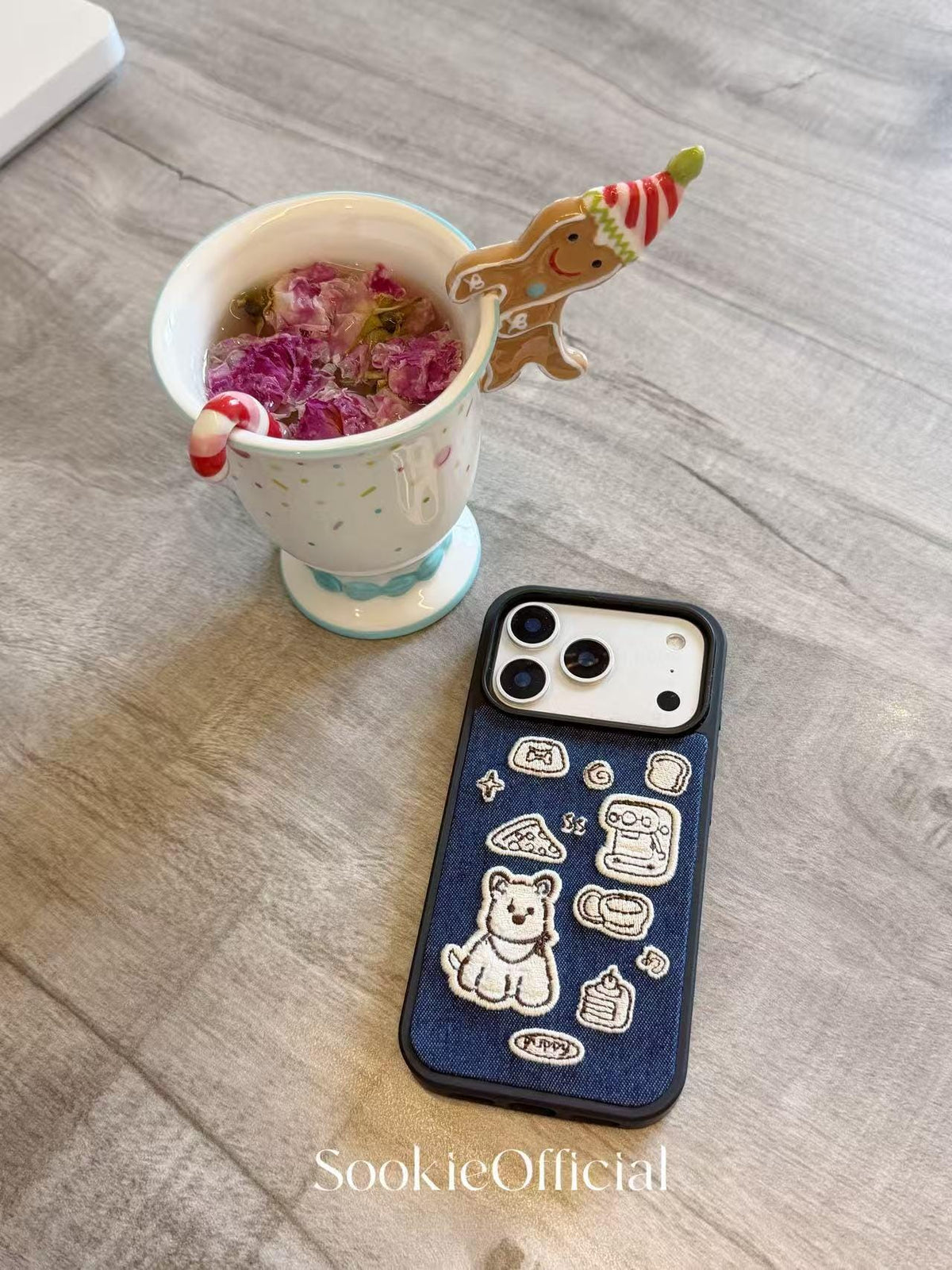 Embroidered Puppy iPhone Case: Denim Style Dog Lover Gift