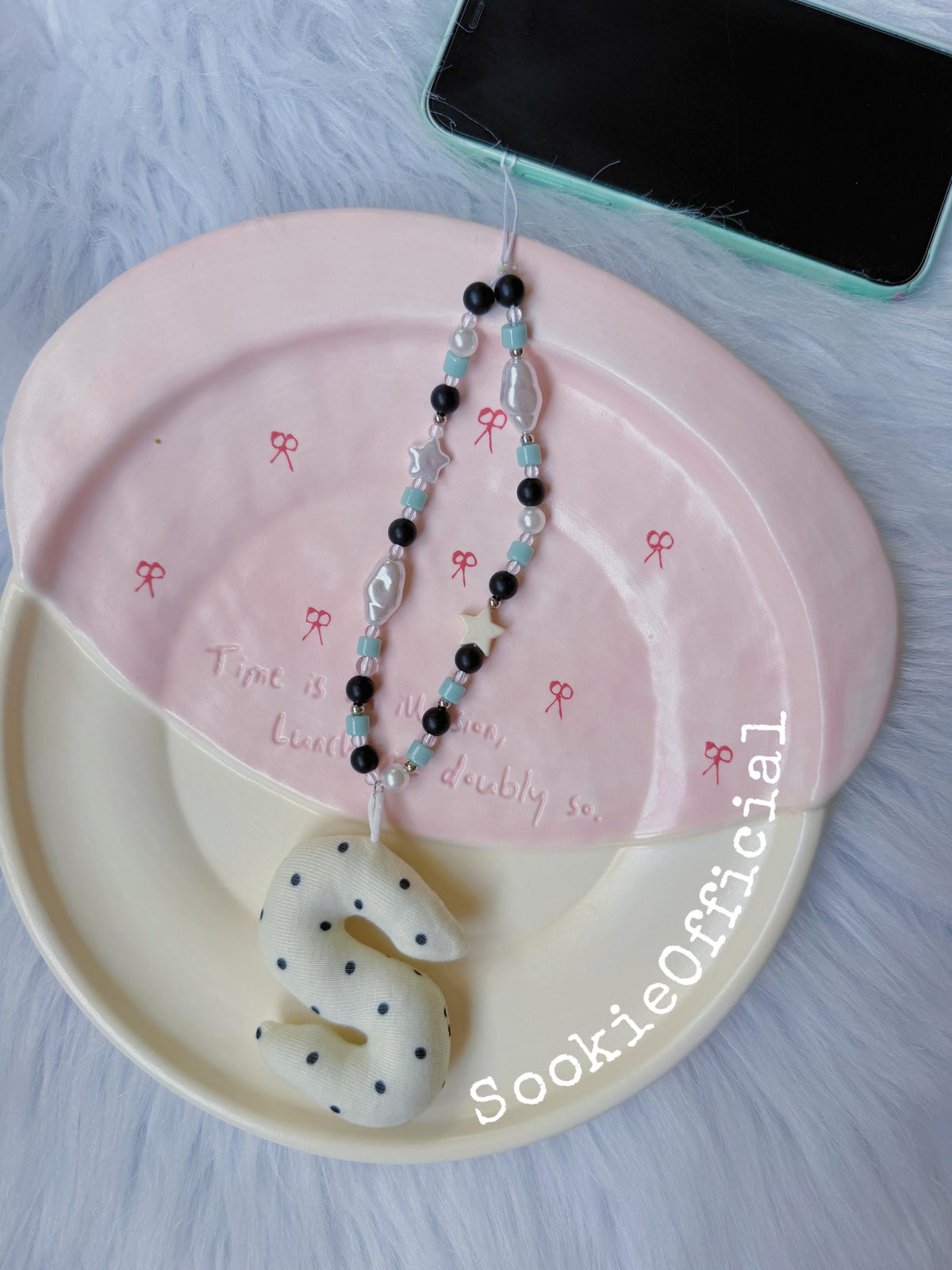 Custom Letter Phone Charm Pearl Beaded Wrist Strap Korean Style Kawaii Bag Charm Gift