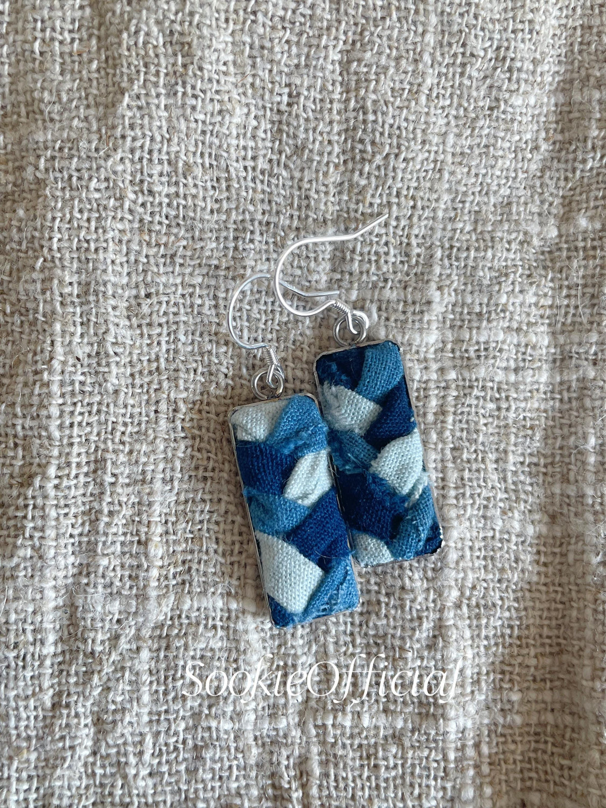 Natural Indigo Dyed Fabric Earrings: Statement minimalist earrings