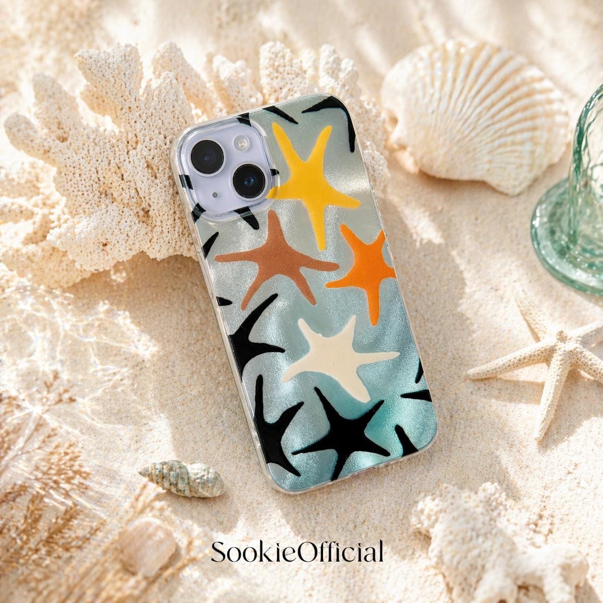 Sparkling Starfish iPhone Case, MagSafe & Standard Options, Shimmering Summer Beach Phone Case