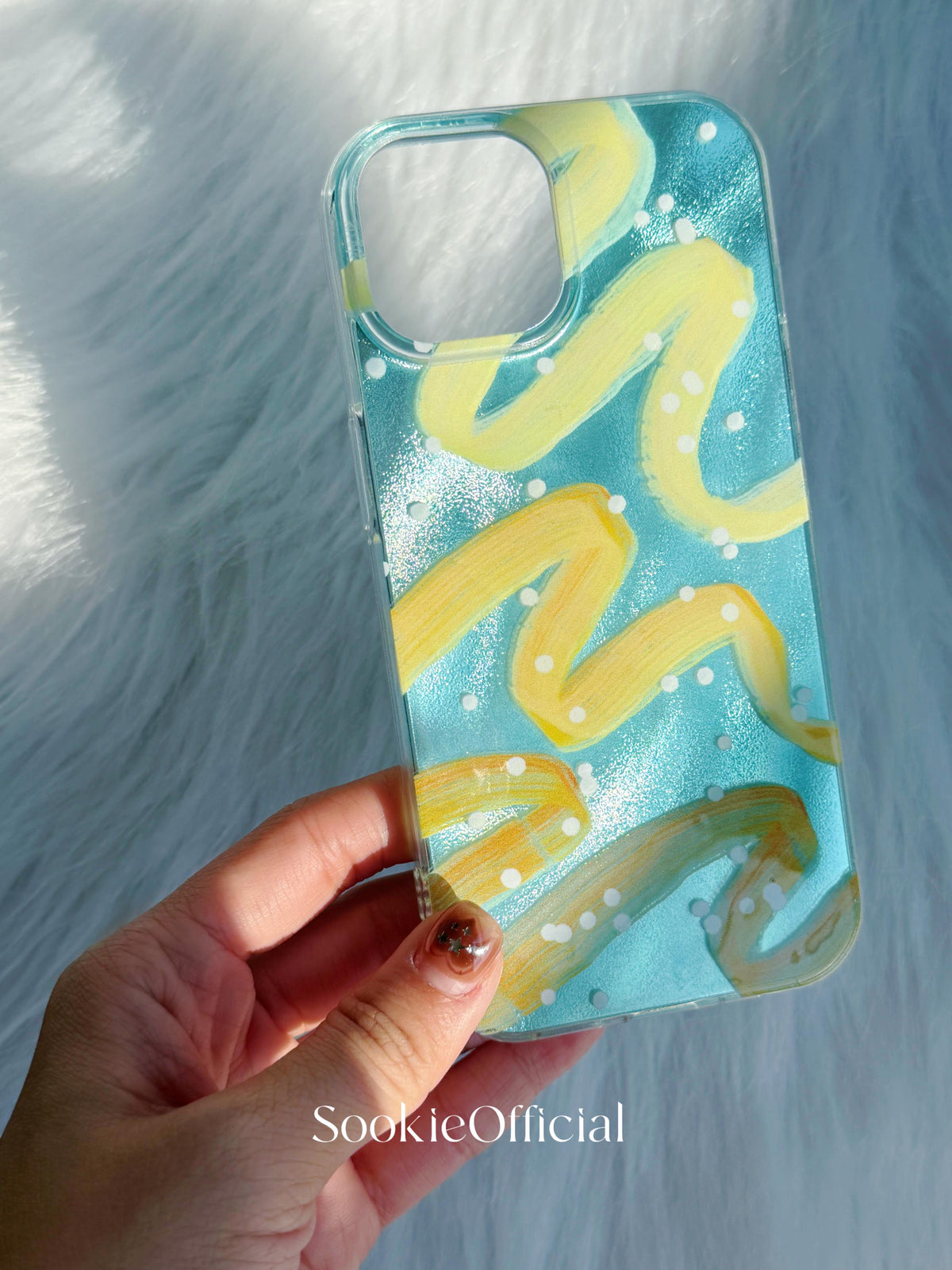 Sparkling summer Ribbon iPhone Case �?Turquoise Sparkle, Abstract Art