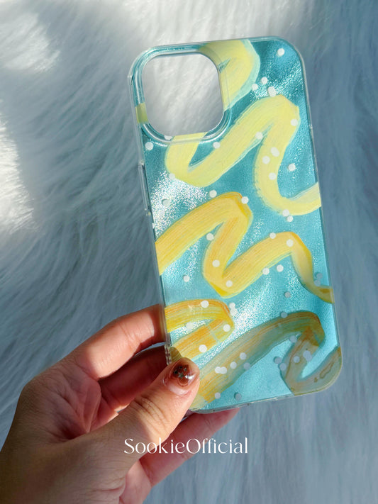 Sparkling summer Ribbon iPhone Case �?Turquoise Sparkle, Abstract Art