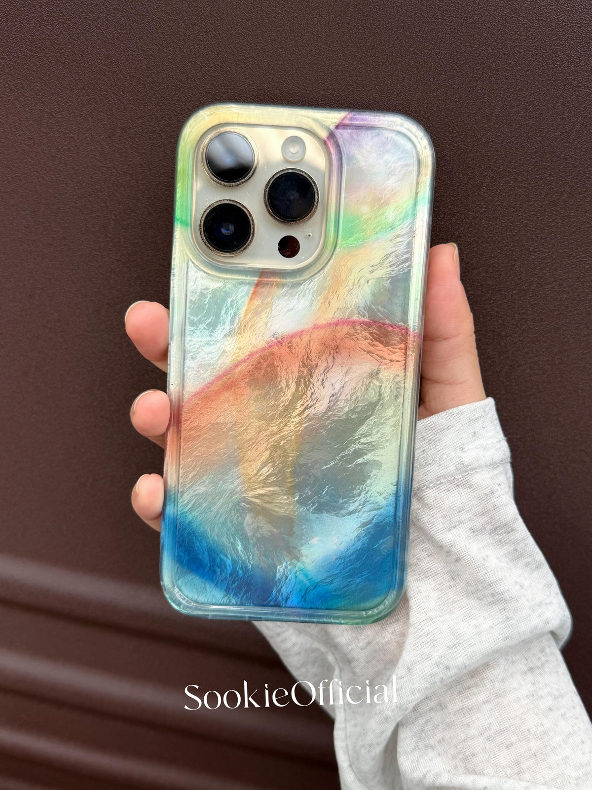 Aurora Pearl iPhone Case, Iridescent Ocean Gradient Glossy Phone Case (MagSafe Option)