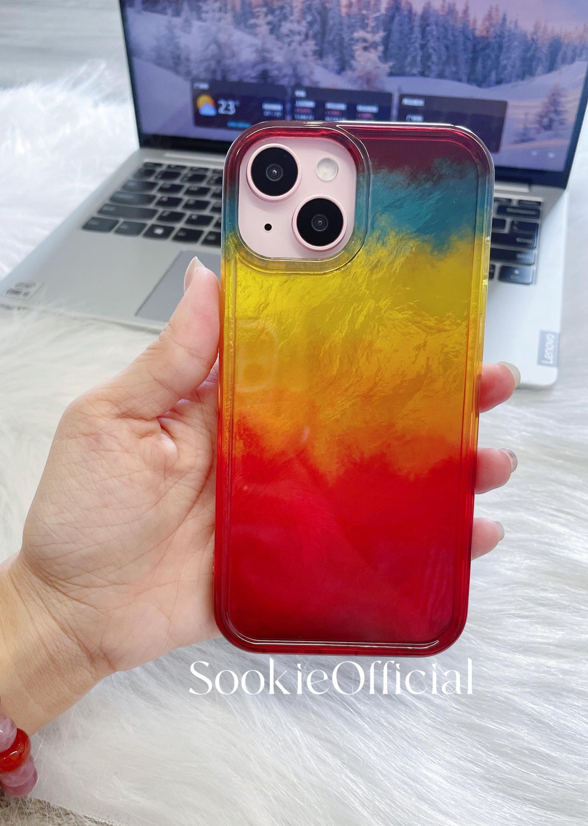 Pearlescent Rainbow iPhone Case �?Glossy Colorblock Gradient Protection