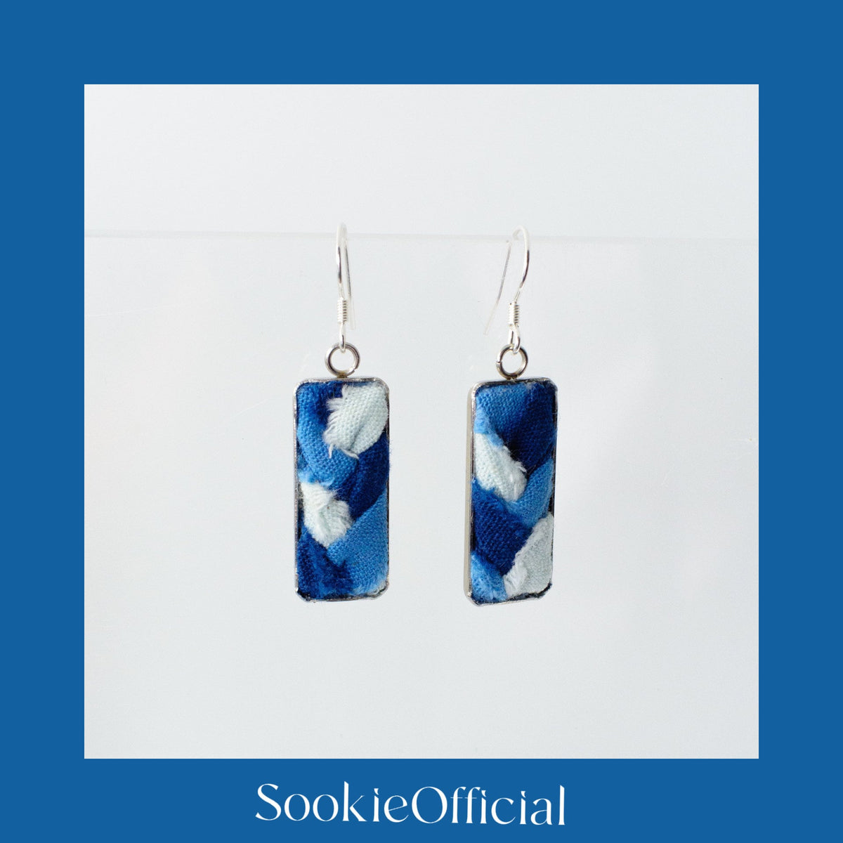 Natural Indigo Dyed Fabric Earrings: Statement minimalist earrings