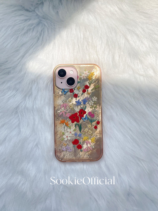 Retro Pearlescent Floral iPhone Case �?Glossy Polarized Design