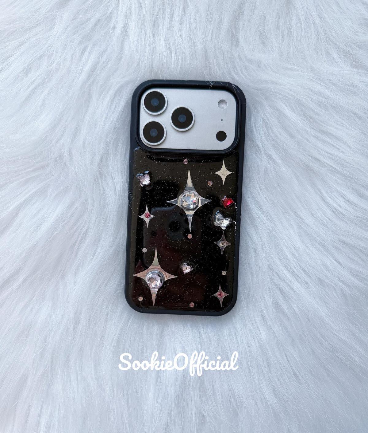 Black Sparkle iPhone Case 11�?7, Rhinestone Bling Star Case, Y2K Glitter Cover