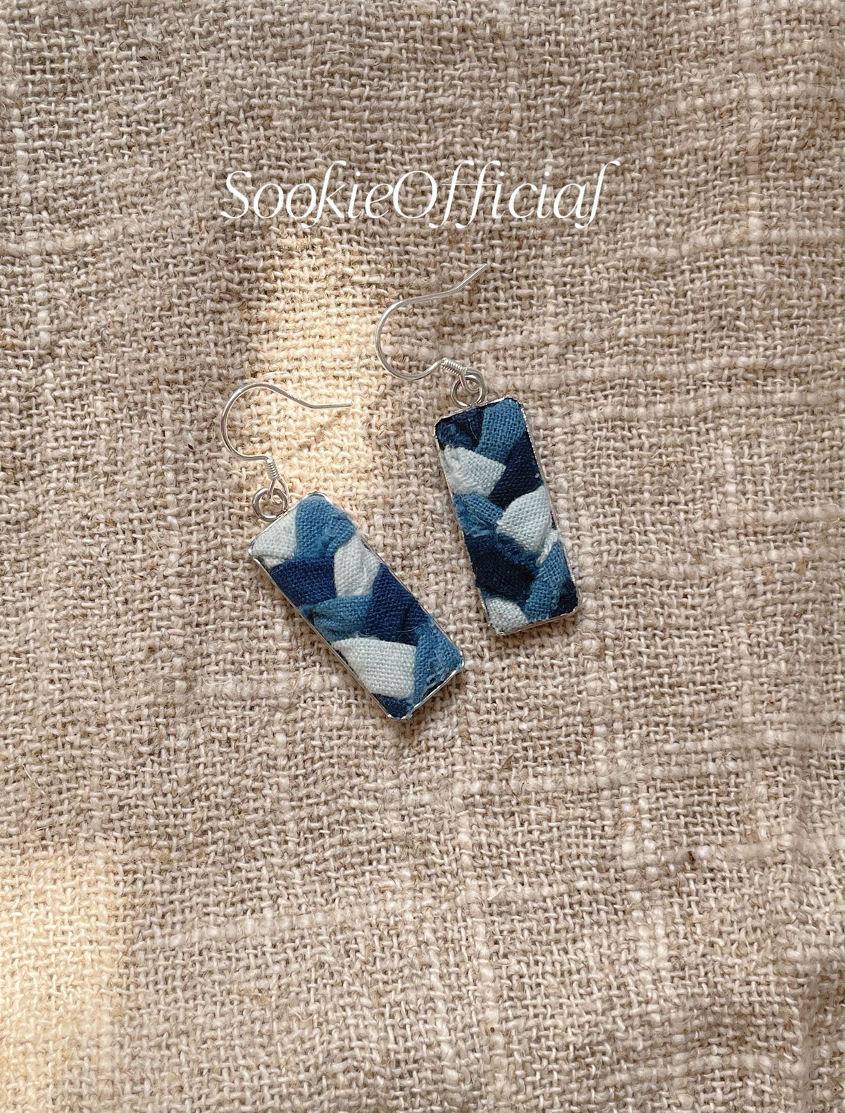 Natural Indigo Dyed Fabric Earrings: Statement minimalist earrings
