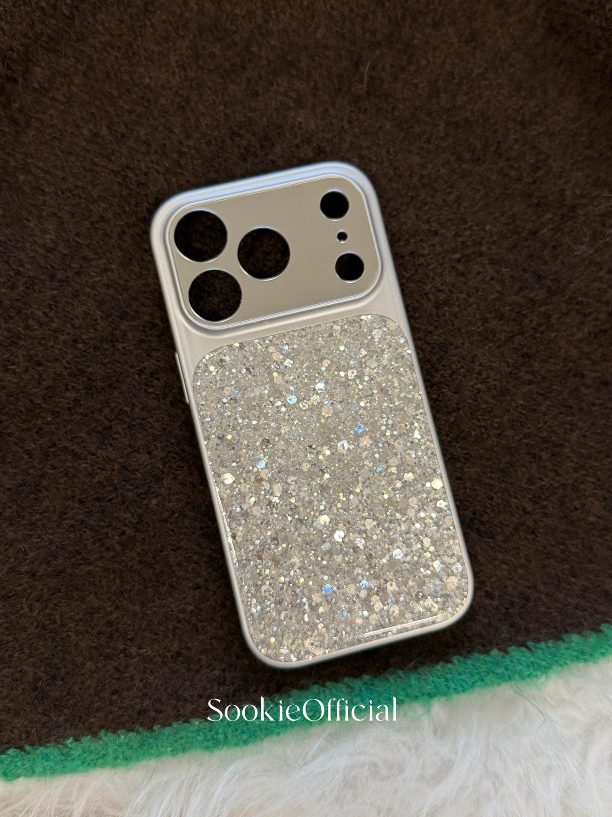 Ultra Sparkly Silver Glitter iPhone Case for 17 16 15 14 13 pro max,Shiny Protective Cover with Mirror Lens