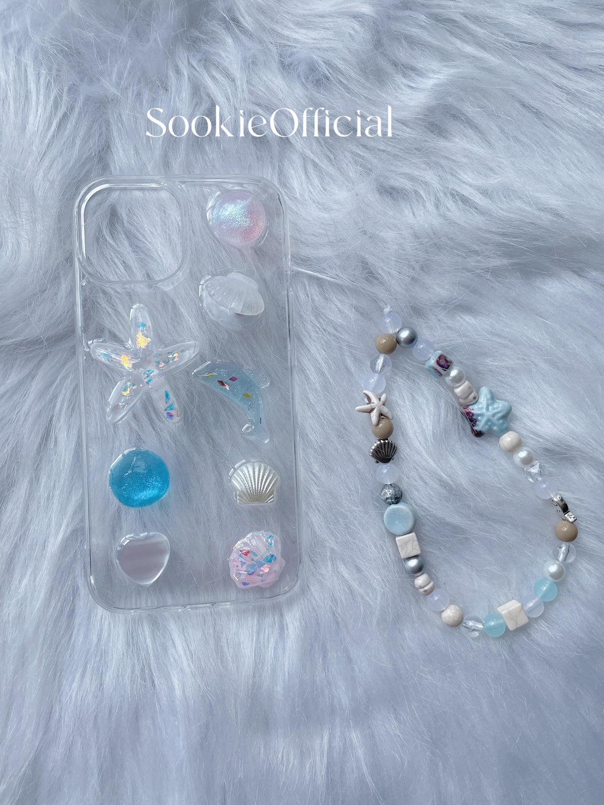 3D Seashell iPhone Case with Ceramic Chain, Resin Summer Shell Beach phone case