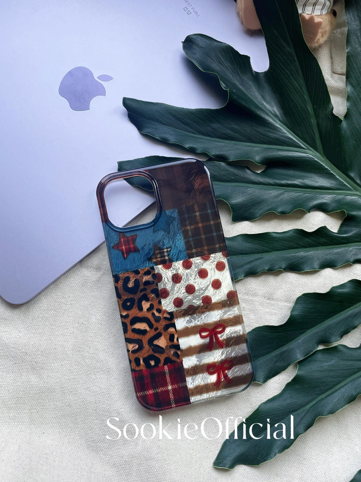 Pearlescent Brown Collage iPhone Case: Retro Leopard Stripe Plaid Mix Style Cover