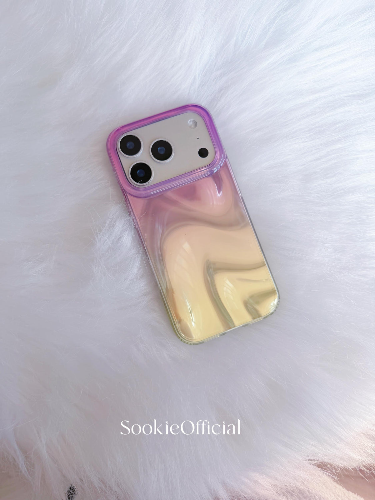 Pink Gold Gradient iPhone Case �?Y2K Satin-Look Glossy Protective Cover