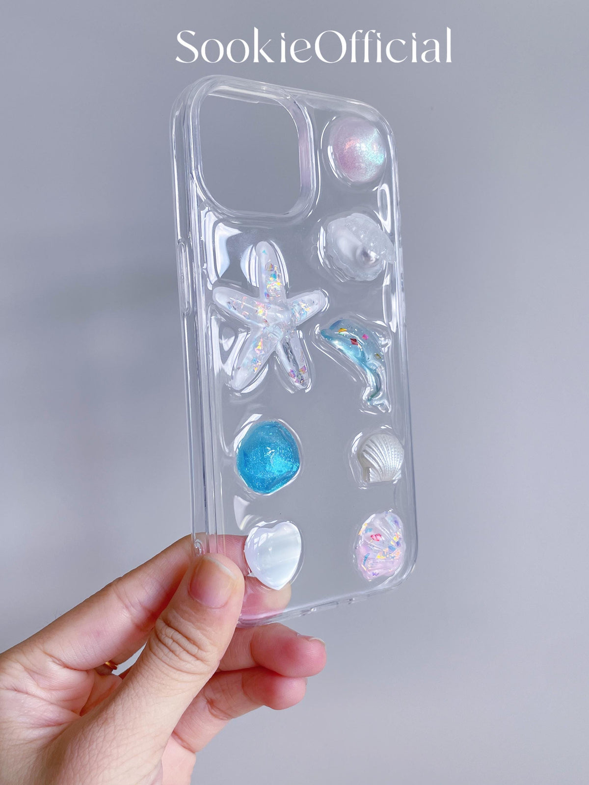 3D Seashell iPhone Case with Ceramic Chain, Resin Summer Shell Beach phone case